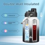 Konokyo Half Gallon Jug with Handle,64 oz Insulated Water Bottle with Carrying Pouch,Double Wall Vacuum Stainless Steel Metal Bottle,Day Night - Image 4