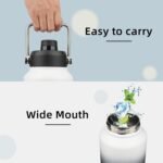 Konokyo Half Gallon Jug with Handle,64 oz Insulated Water Bottle with Carrying Pouch,Double Wall Vacuum Stainless Steel Metal Bottle,Day Night - Image 5