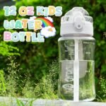OLDLEY Kids Water Bottle for School, 12 oz (2 lids) BPA-Free Reusable Leak-Proof Durable Tritan Plastic Water Bottles with Straw & Chug Lids, Anti-dust Spout Cover (Clear) - Image 4