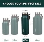 BJPKPK 40oz Insulated Water Bottle with Handle BPA Free Stainless Steel Travel Thermal Flask Reusable Large Water Bottle,Dark Green - Image 6