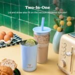 REDUCE Aspen 20 oz Vacuum Insulated Glass Tumbler with Lid & Extra Wide Straw - Keeps Drinks Cold for 12 Hrs - Ideal for Iced Coffee, Smoothies & Boba - Dishwasher Safe, Soft Base - Glacier - Image 5