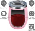 MEWAY 12 OZ/8 Pack Wine Tumbler Glasses with Lid - Stemless Double Wall Vacuum Stainless Steel Travel Tumbler - Keeping Cold & Hot for Wine,Coffee,Cocktails,Drinks-Family and Gifts (Pink,Set of 8) - Image 4