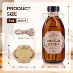 Elumeiro 24 Pack 8 OZ Amber Glass Bottles with Lids, Leakproof Glass Bottles for Vanilla extract, Shampoo, Tinctures, Essential Oils, Homemade Hot Sauce, Syrup, Boston Round Brown Bottle - Image 3