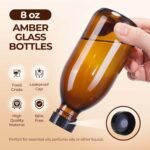 Elumeiro 24 Pack 8 OZ Amber Glass Bottles with Lids, Leakproof Glass Bottles for Vanilla extract, Shampoo, Tinctures, Essential Oils, Homemade Hot Sauce, Syrup, Boston Round Brown Bottle - Image 4