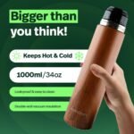 KALMATEH Modern & Elegant Double Walled Vacuum Insulated Stainless Steel Thermo Bottle 1000 ml, Precise Pouring & Heat Retention For Yerba Mate, Coffee, Tea, and Camping - Image 4