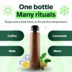KALMATEH Modern & Elegant Double Walled Vacuum Insulated Stainless Steel Thermo Bottle 1000 ml, Precise Pouring & Heat Retention For Yerba Mate, Coffee, Tea, and Camping - Image 9
