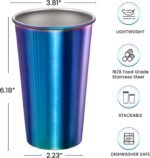 MEWAY 12 Pack 24oz Stainless Steel Pint Cup,Healthy Unbreakable and Stackable,Metal Drinking Glasses，Beer Glasses（Rainbow） - Image 3