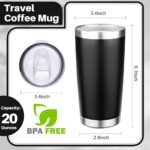 FLIFQI 20oz Tumbler with Lid Double Wall Vacuum Insulated Travel Coffee Mug Stainless Steel Thermal Cup Powder Coated Sturdy Coffee Tumbler for Hot and Cold Beverage (Black,1) - Image 3
