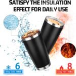 FLIFQI 20oz Tumbler with Lid Double Wall Vacuum Insulated Travel Coffee Mug Stainless Steel Thermal Cup Powder Coated Sturdy Coffee Tumbler for Hot and Cold Beverage (Black,1) - Image 4