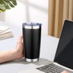 FLIFQI 20oz Tumbler with Lid Double Wall Vacuum Insulated Travel Coffee Mug Stainless Steel Thermal Cup Powder Coated Sturdy Coffee Tumbler for Hot and Cold Beverage (Black,1) - Image 9