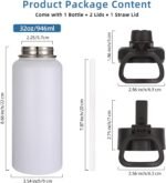Volhoply 32 oz Insulated Water Bottles Bulk 4 Pack with Straw Lid & Spout Lid,Stainless Steel Sports Water Bottle,Double Wall Vacuum Cups,Leakproof Wide Mouth Metal Flask for Hiking,Camping(Mix,4) - Image 5