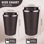 DUBUXW Insulated Coffee Tumblers with Flip Lid 12oz / 17oz, Stainless Steel Travel Coffee Mug Leak Proof, Vacuum Insulated Coffee Mug Reusable Cup, Keeps Cold and Hot for Coffee Tea - Image 3