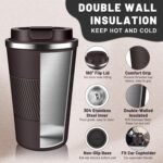 DUBUXW Insulated Coffee Tumblers with Flip Lid 12oz / 17oz, Stainless Steel Travel Coffee Mug Leak Proof, Vacuum Insulated Coffee Mug Reusable Cup, Keeps Cold and Hot for Coffee Tea - Image 5