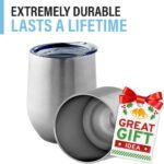 Stainless Steel Wine Glasses with Lid - 12 oz Double Wall Insulated Outdoor Wine Tumblers - 100% Unbreakable & Stemless Glass - Wine Tumbler Set for Outdoor : Wine, Coffee & Camping (2) - Image 5
