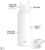 Simple Modern Water Bottle with Straw and Chug Lid Vacuum Insulated Stainless Steel Metal Thermos Bottles | Reusable Leak Proof BPA-Free Flask for Sports | Summit Collection | 32oz, Winter White - Image 3