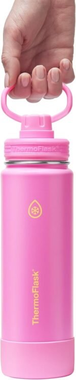 ThermoFlask 24 oz Double Wall Vacuum Insulated Stainless Steel Water Bottle with Spout Lid, Shocking Pink - Image 4