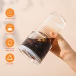 SoulTimes 20oz Ribbed & Floral Glass Tumbler Set of 2 – Reusable Glass Cups with Lid and Glass Straw, Iced Coffee Cups for Water, Smoothie, Milk, Cocktail & More – Perfect for Daily Use & Travel - Image 5