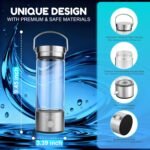 Pure Livn Hydrogen Water Bottle 2026 Upgraded Version – SPE-PEM Hydrogen Water Generator Bottle 14 oz / 420 ml, USB-C Rechargeable Borosilicate Glass with Foldable Carry Handle - Image 3