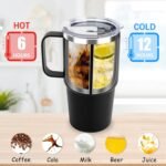 Sursip 24 oz Insulated Cup with Handle, Double Wall Vacuum Stainless Steel Tumbler with Straw and 2 Lids, For Cold/Hot Drinks, Coffee Travel Mug for Car/Home/Office/Party/Camping (Red-1 Pack) - Image 3