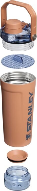 STANLEY Vitalize Shaker Bottle 20 oz | Leakproof Insulated Stainless Steel Shaker Cup | Base Storage and Twist On Fast Flow Lid | Protein Shakes and Pre Workout Powder | BPA-Free | Toast - Image 3