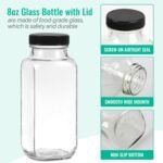 CAKKVDE 8 oz Glass Juice Bottles with Lids 6 Pack,Reusable Glass Drink Bottles,250ml Water Drinking Jars for Milk,Juicing,Kombucha,Ginger,Beverage Glassware,Juice Drinking Jars - Image 4