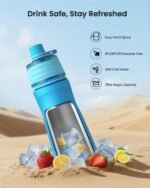 Water Bottle Stainless Steel Insulated - Mist & Sip Cooling Function Portable - Large 24OZ, BPA-Free, Leak-Proof, Silicone Spout Cover, Lightweight for Gym School Camp Sport Play Cycling Light Blue - Image 4