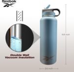 Reebok Stainless Steel Water Bottle With Straw & Athletic Design - Insulated Water Bottles 32 oz - Double Wall Vacuum Insulated Sports Water Bottle With Straw, BPA Free (Blue) - Image 5