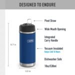 THERMOS ICON SERIES, Insulated Water Bottle with Straw Lid - 18 Ounce, Navy - Stainless Steel Vacuum Insulated Water Bottle with Straw Lid - Image 3