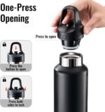 Ratrabas Insulated Water Bottle 21 OZ, Insulated Tumbler with One-Touch Open, Travel Water Bottle with Leak-Proof Design, Sports Water Bottle for Women & Men (Black) - Image 3