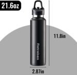 Ratrabas Insulated Water Bottle 21 OZ, Insulated Tumbler with One-Touch Open, Travel Water Bottle with Leak-Proof Design, Sports Water Bottle for Women & Men (Black) - Image 4