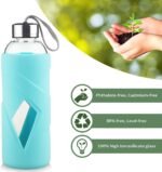 SHOW INGENUITY 32 OZ Borosilicate Glass Water Bottle BPA Free Reusable Glass Drinking Bottle with Silicone Sleeve and Stainless Steel Lid - Image 3