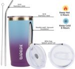 BJPKPK 20 oz Stainless Steel Vacuum Insulated Tumblers with Lids and Straw Reusable Travel Water Mug Double Wall Coffee Cup for Women and Men,Ocean Dream - Image 3