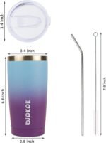 BJPKPK 20 oz Stainless Steel Vacuum Insulated Tumblers with Lids and Straw Reusable Travel Water Mug Double Wall Coffee Cup for Women and Men,Ocean Dream - Image 4