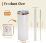 16 Pack Rose Gold Plated Stainless Steel Tumbler Straight Double Wall Powder Coated for Laser Engrave, 20oz White to Bronze - Image 3