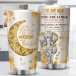 KOIXA To My Son Tumbler Insulated Love You To The Moon And Back Elephant Coffee Cup With Lid 20oz Sunflowers Elephants Jewelry Style Stainless Steel Travel Mug For Son From Mom - Image 3