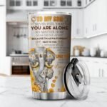 KOIXA To My Son Tumbler Insulated Love You To The Moon And Back Elephant Coffee Cup With Lid 20oz Sunflowers Elephants Jewelry Style Stainless Steel Travel Mug For Son From Mom - Image 4