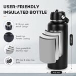 Water Bottle Insulated Water Bottle Cycling Bottles, Outdoor Stainless Steel Water Bottles Leak Proof & Non-BPA Sports Water Bottle with 2 Lids (Straw and Spout Lid) - Image 4