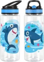 Home Tune 23oz Kids Water Bottle for School Boys, BPA FREE, Leak Proof Flip Straw, Easy Clean, Carry Handle - Shark - Image 3