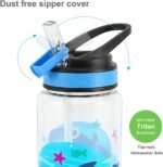 Home Tune 23oz Kids Water Bottle for School Boys, BPA FREE, Leak Proof Flip Straw, Easy Clean, Carry Handle - Shark - Image 4