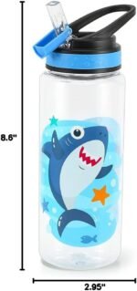 Home Tune 23oz Kids Water Bottle for School Boys, BPA FREE, Leak Proof Flip Straw, Easy Clean, Carry Handle - Shark - Image 6