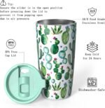 TILUCK 20 oz Tumbler with Lid, Vacuum Insulated Stainless Steel Coffee Mug, Double-Walled Travel Tumbler for Hot and Cold Drinks(Cactus, 20oz) - Image 3