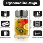 Rackickyer Borosilicate Glass Juice Water Bottles 2 Pack 10 OZ,Wide Mouth Glass Water Bottles with Lids and Sleeve,for Juicing, Smoothies, Milk, Protein, Reusable, Leak Proof, Shaker bottle - Image 3