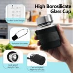 Rackickyer Borosilicate Glass Juice Water Bottles 2 Pack 10 OZ,Wide Mouth Glass Water Bottles with Lids and Sleeve,for Juicing, Smoothies, Milk, Protein, Reusable, Leak Proof, Shaker bottle - Image 4