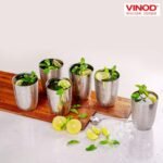 Vinod Stainless Steel Glass Set of 6 - Premium Metal Cups | Beer Glasses | Juice Glass - Image 3