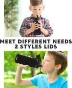 XccMe 16 oz Kids Water Bottle with 4 Lids,2 Pack Water Bottles for School,Insulated Kids Thermos with Straw Lid,Straw Brush,Cute Stickers (Black 2) - Image 8