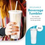 Simple Green Solutions - Acrylic Double Wall Reusable Cups with Lids and Straws for Cold Drinks, Insulated Plastic Tumblers with Lids and Straw, 20 oz Capacity, Clear - Image 3