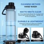 OLDLEY 32oz Frosted Clear Water Bottle, BPA-Free Tritan Plastic Reusable Water Bottle with Fast-Flow Spout Lid, Wide Mouth Leakproof Sports Drinking Bottle for Gym, School, Office, Travel,Clear - Image 5