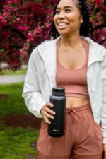 Ello Cooper 40oz Stainless Steel Water Bottle with Straw and Carry Handle, Double Walled and Vacuum Insulated Metal, Leak Proof Locking Lid with Soft Silicone Spout, Reusable, BPA Free, Black - Image 8