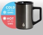 Elemental Insulated Coffee Mug - Triple-Wall Stainless Steel Summit Travel Cup for Hot and Cold Drinks - Thermal Coffee Mug with Lid and Handle for Camping, Office & Travel 16oz - Gunmetal - Image 4