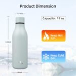 Insulated Water Bottle with Strap,18 oz Double Wall Stainless Steel Vacuum Bottles Metal Water Flask,Foggy Blue - Image 3